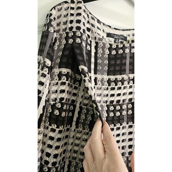 Thakoon for Design Nation Dress Size M Black Grey White Mini Long Sleeve - Picture 9 of 13